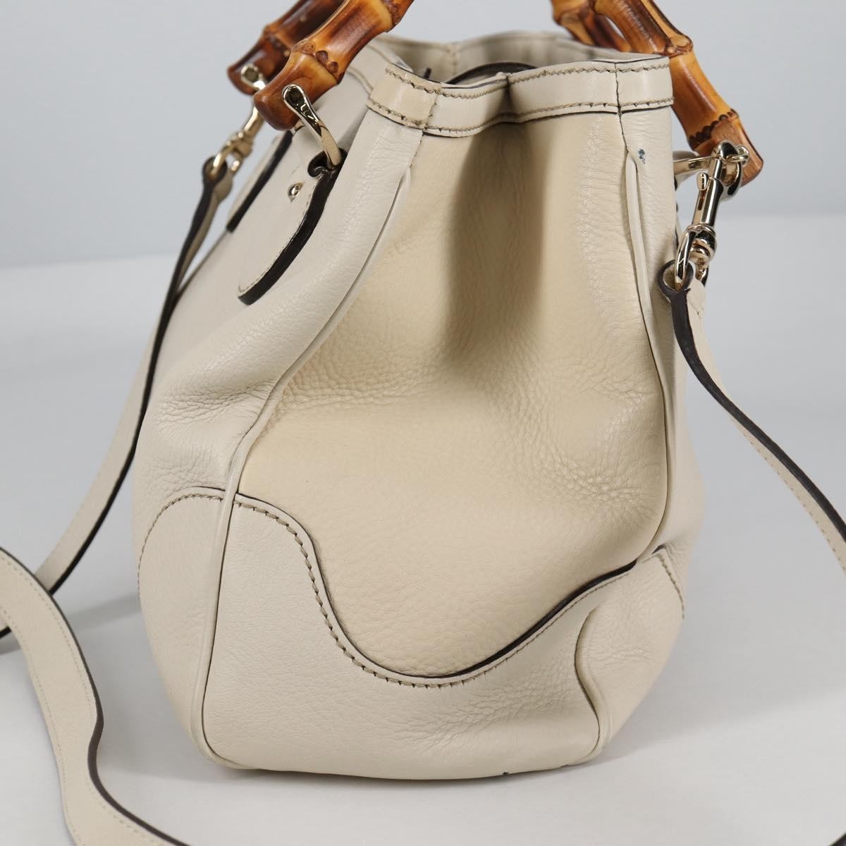 Gucci Diana Bamboo Top Handle Tote Leather, WHITE, LEATHER, Handbag