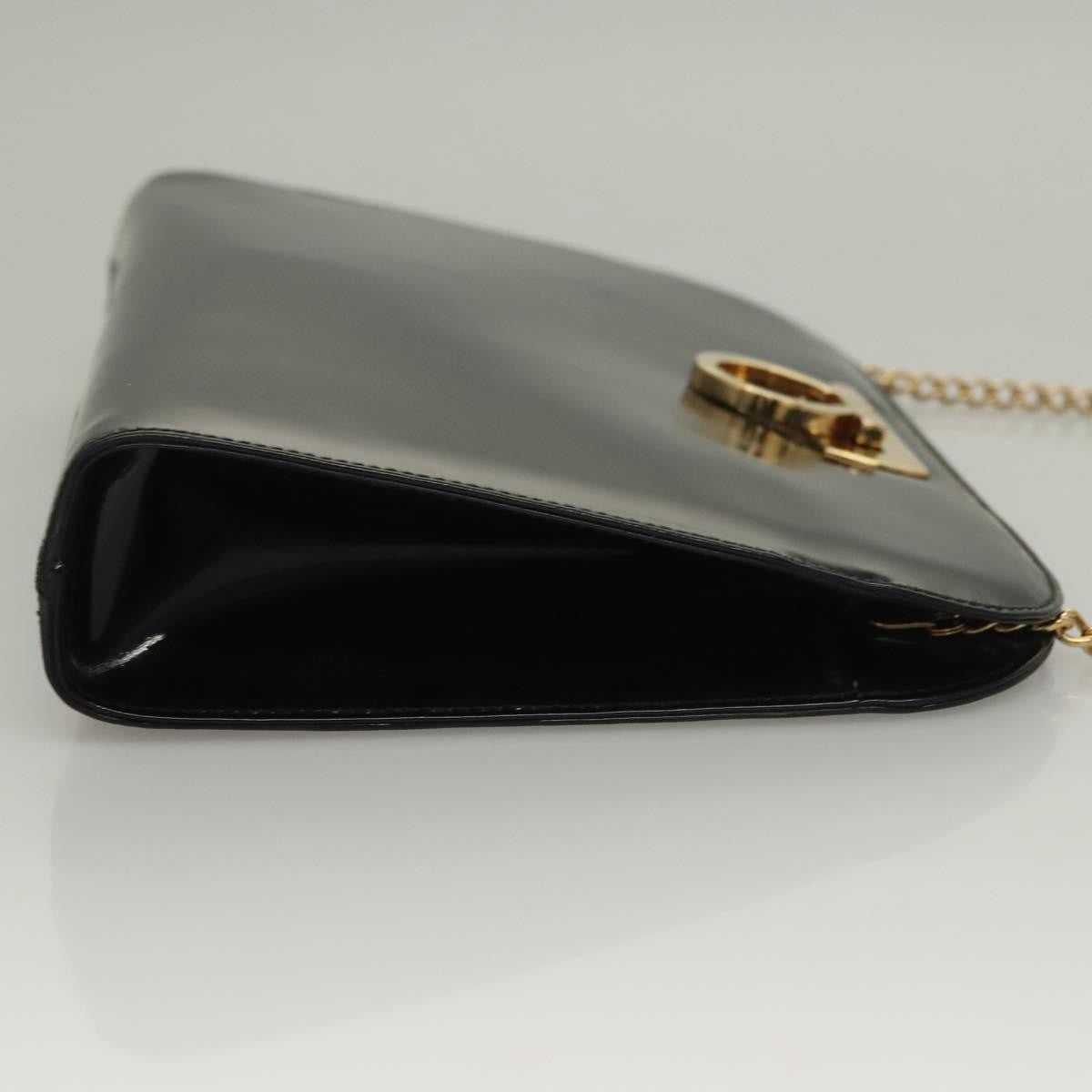 Salvatore Ferragamo Gancini Shoulder Bag Patent Leather, BLACK, PATENT_LEATHER, Shoulder bag