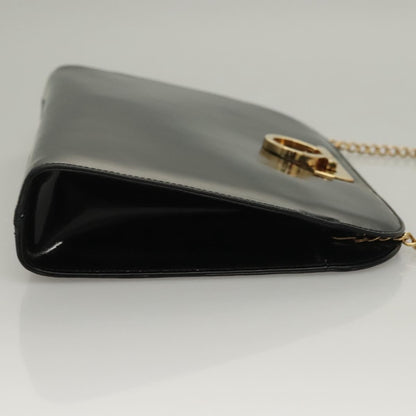 Salvatore Ferragamo Gancini Shoulder Bag Patent Leather, BLACK, PATENT_LEATHER, Shoulder bag