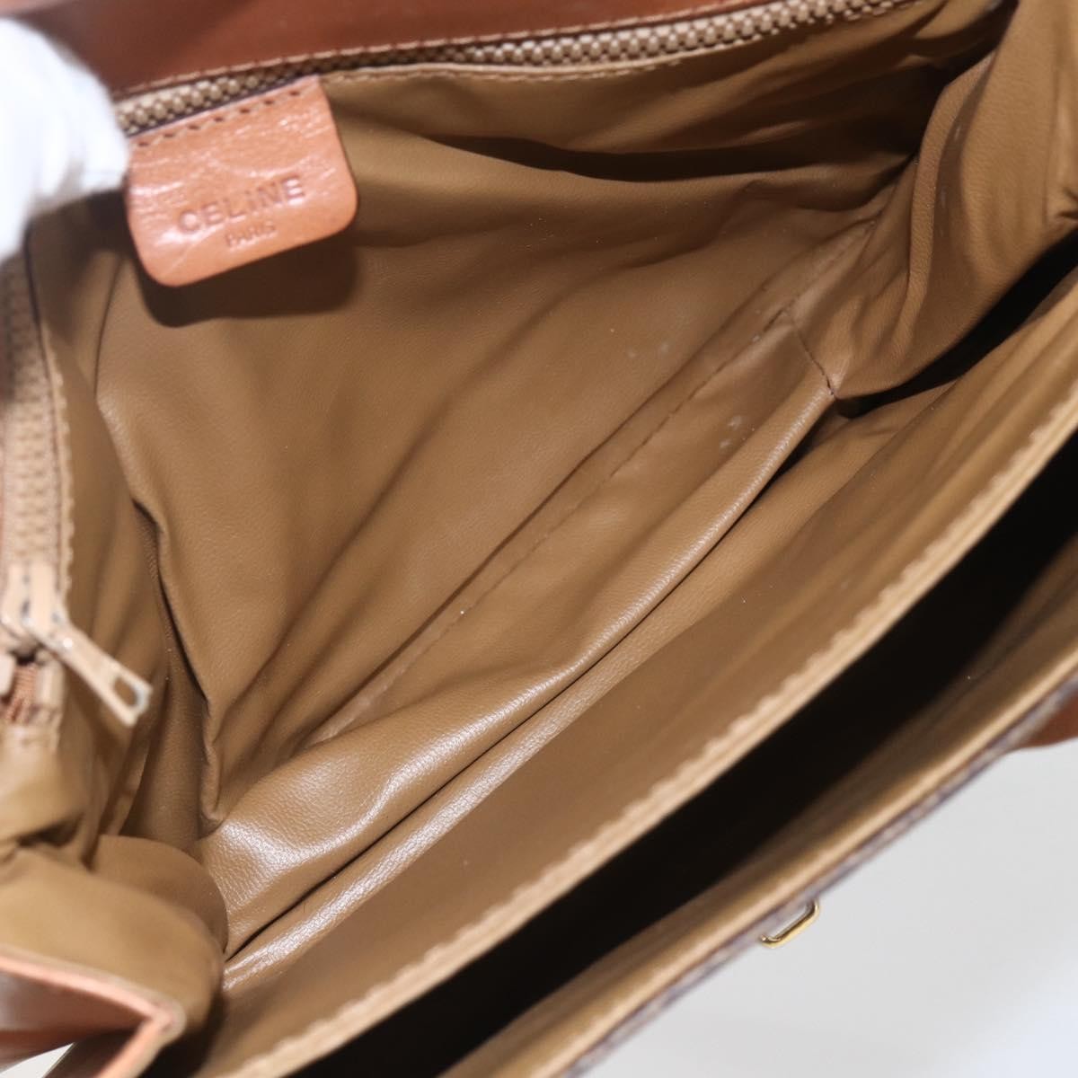 Celine Vintage Macadam Shoulder Bag Canvas and Leather, BROWN, CANVAS, Shoulder bag