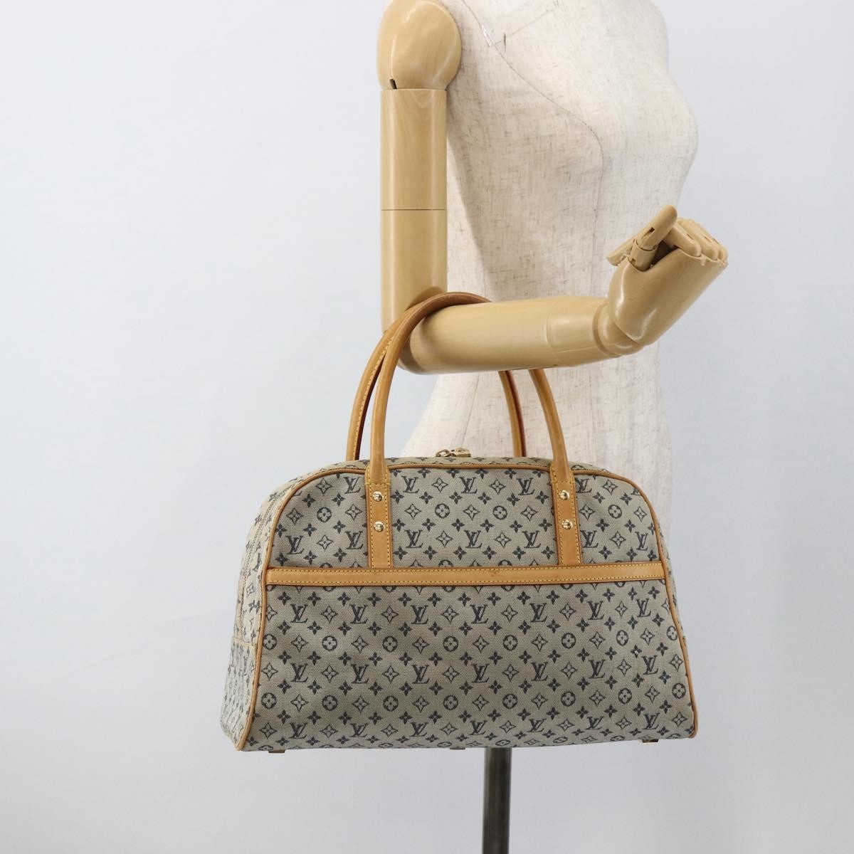 Louis Vuitton Marie Handbag Mini Lin, BLUE, CANVAS, Handbag