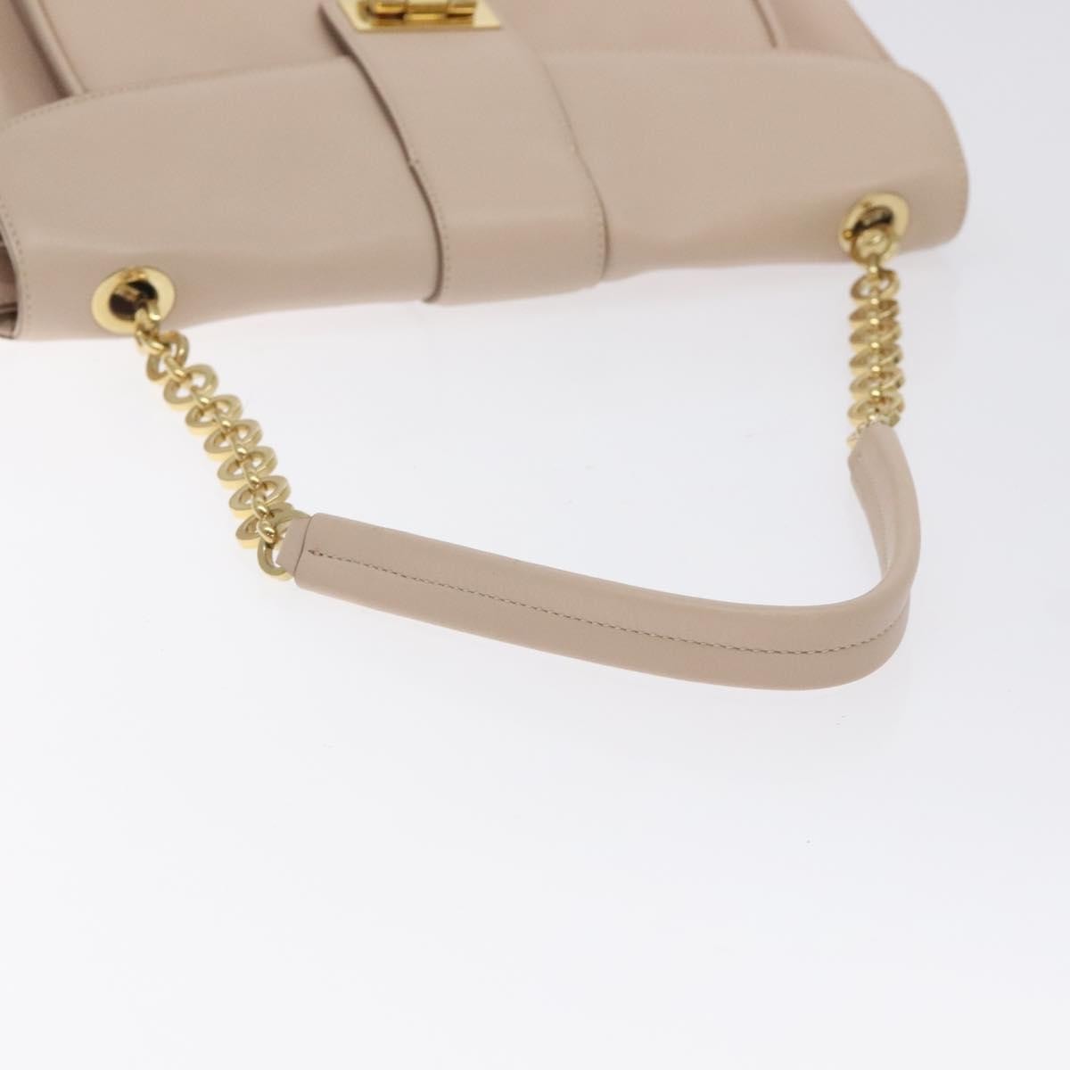 Salvatore Ferragamo Gancini Shoulder Bag Leather, BEIGE, LEATHER, Shoulder bag