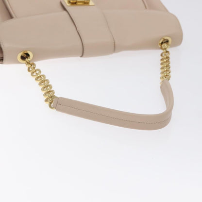Salvatore Ferragamo Gancini Shoulder Bag Leather, BEIGE, LEATHER, Shoulder bag
