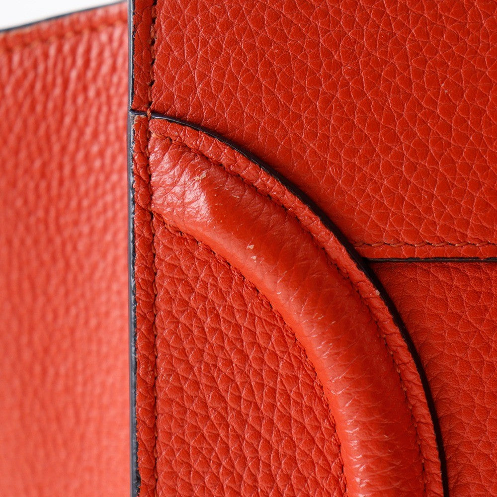 Celine Luggage Bag Grainy Leather, RED, CALFSKIN, Handbag