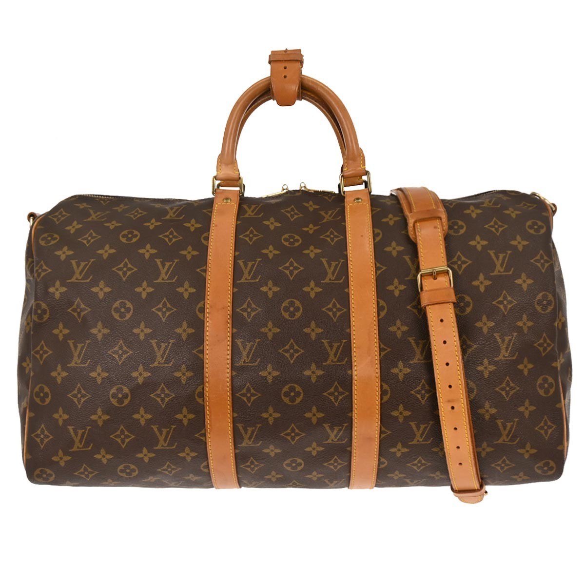 Louis Vuitton Keepall Bandouliere Bag Monogram Canvas, BROWN, CANVAS, Travel bag
