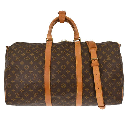 Louis Vuitton Keepall Bandouliere Bag Monogram Canvas, BROWN, CANVAS, Travel bag