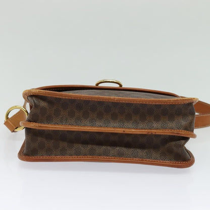 Celine Vintage Macadam Shoulder Bag Canvas and Leather, BROWN, CANVAS, Shoulder bag