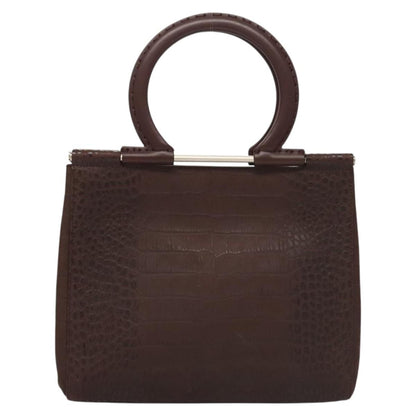 Salvatore Ferragamo Gancini handbag Leather, BROWN, LEATHER, Handbag