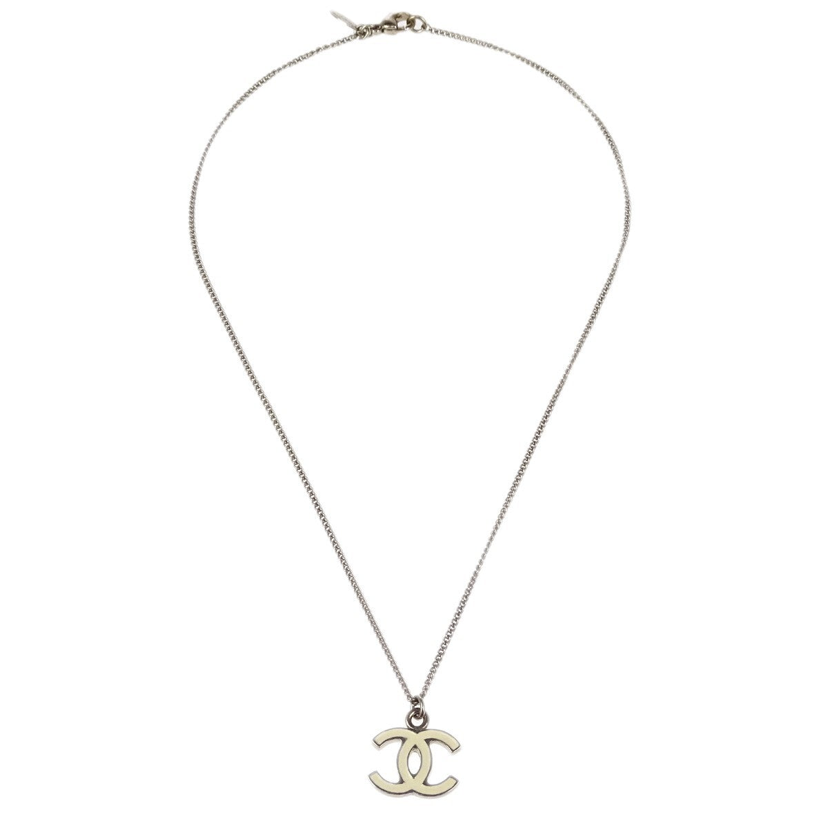 Chanel CC Logo Pendant Necklace Metal, SILVER, SILVER_PLATED, Necklace
