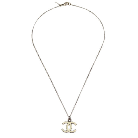 Chanel CC Logo Pendant Necklace Metal, SILVER, SILVER_PLATED, Necklace
