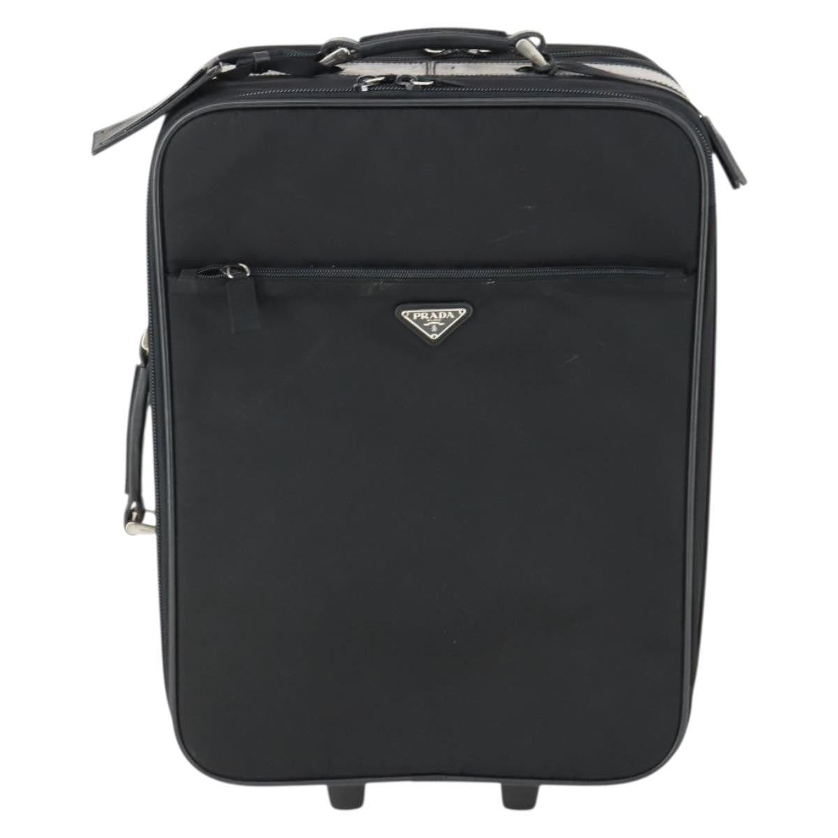 Prada Trolley Rolling Luggage Tessuto and Saffiano Leather, BLACK, NYLON, Travel bag