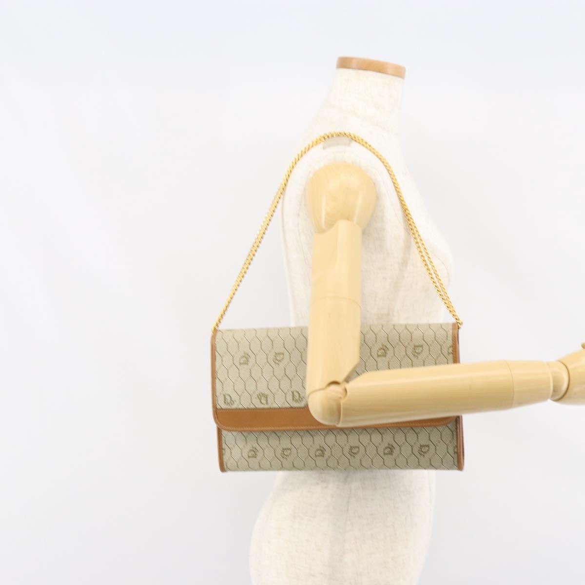 Christian Dior Vintage Honeycomb chain Canvas, BEIGE, CANVAS, Shoulder bag