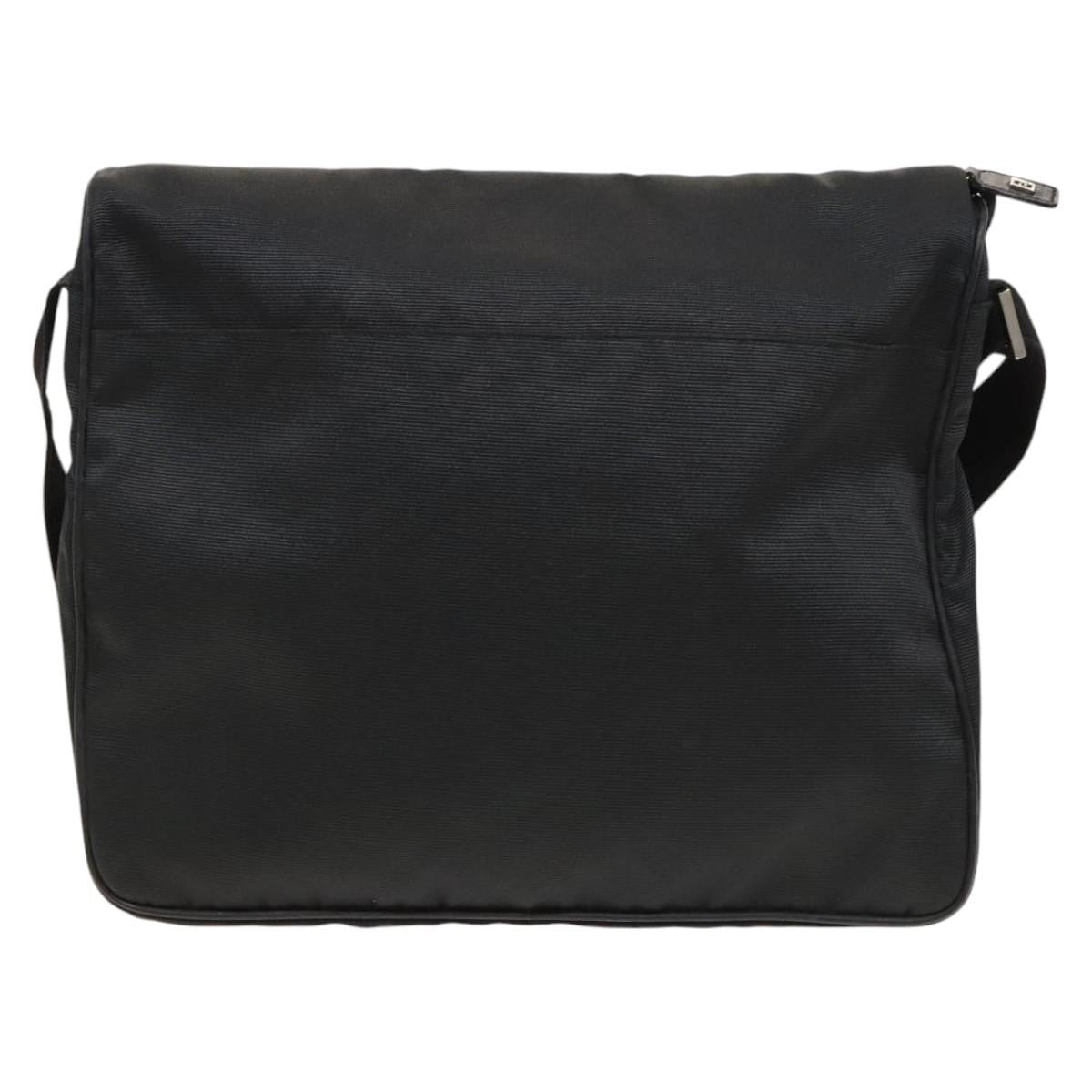 Fendi Vintage Double Buckle Flap Shoulder Bag Nylon, BLACK, NYLON, Shoulder bag