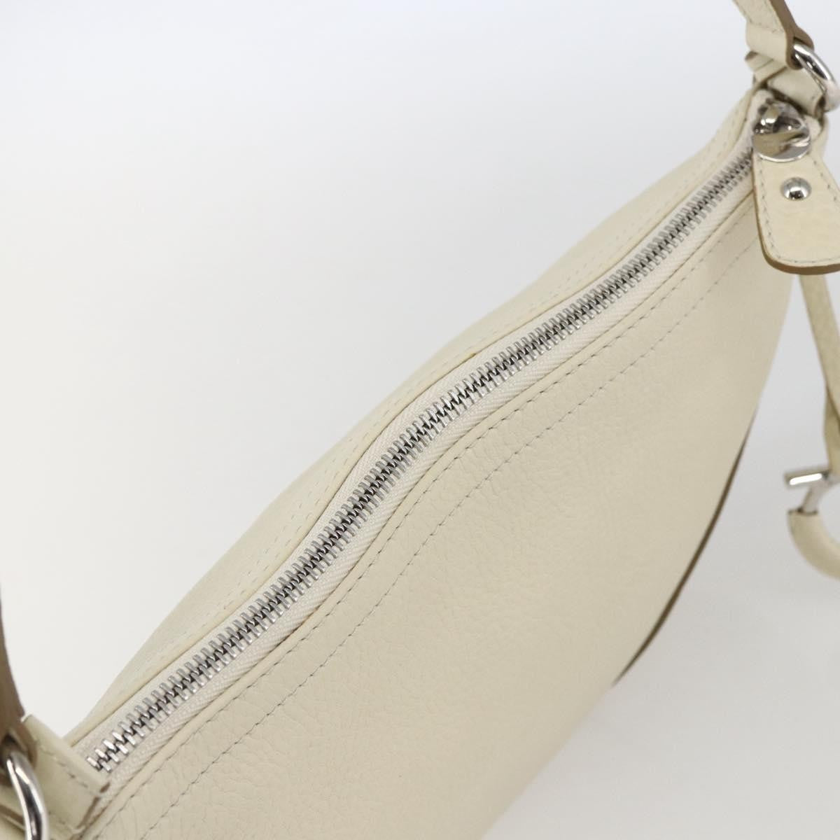 Salvatore Ferragamo Gancini Shoulder Bag Leather, WHITE, LEATHER, Shoulder bag