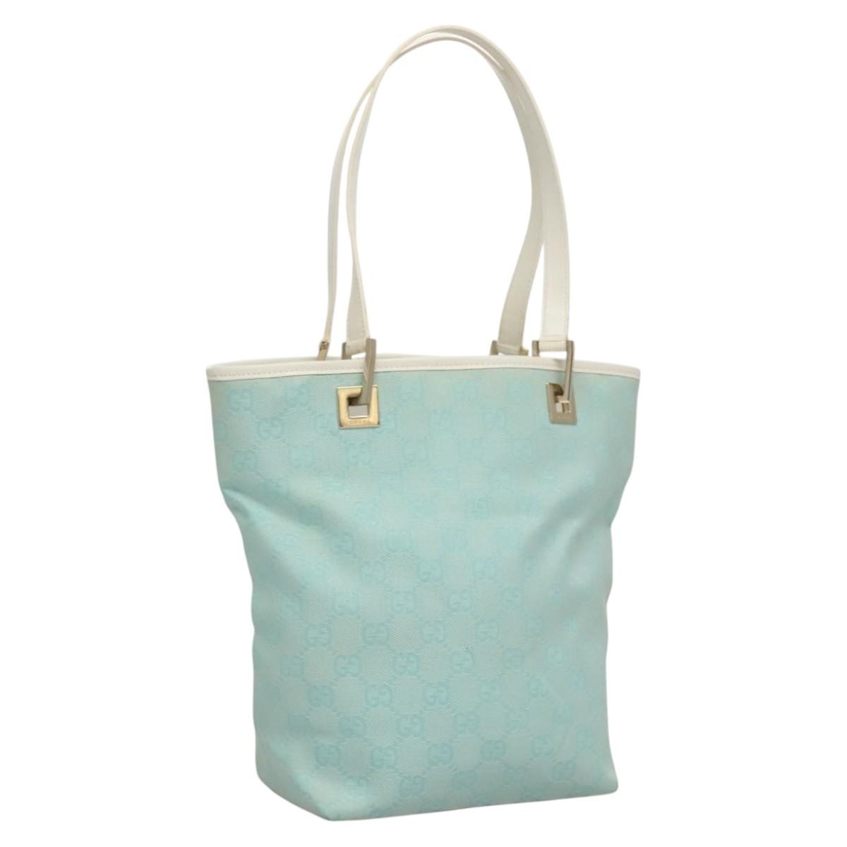 Gucci Vintage Bucket Shopping Tote GG Canvas, BLUE, CANVAS, Tote bag