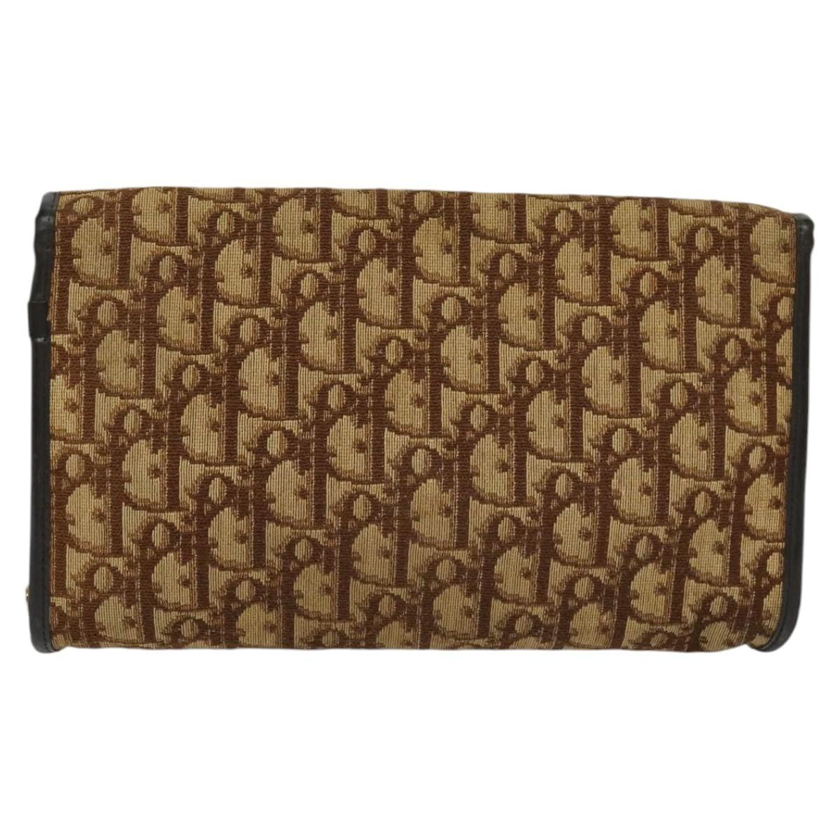 Christian Dior Vintage Trotter Flap Shoulder Bag Canvas, BROWN, CANVAS, Shoulder bag