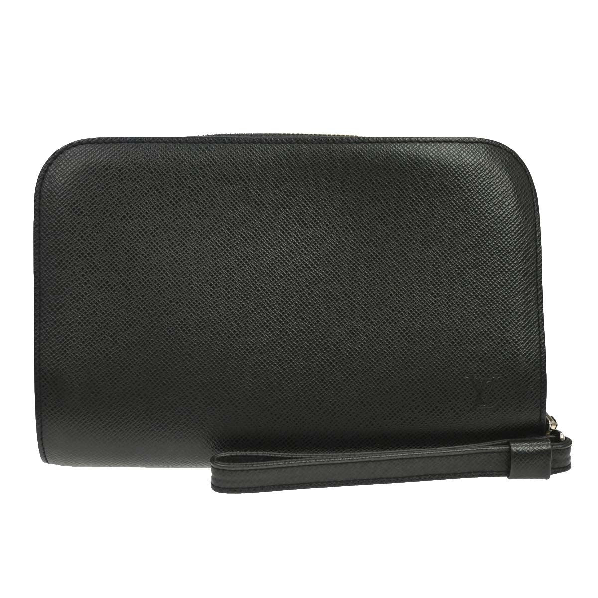 Louis Vuitton Pochette Baikal Clutch Taiga Leather, Black, Leather, Clutch
