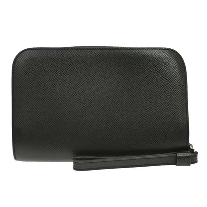 Louis Vuitton Pochette Baikal Clutch Taiga Leather, Black, Leather, Clutch
