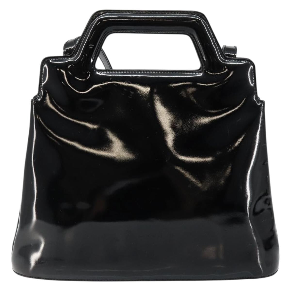 Salvatore Ferragamo Wanda Handbag Patent Leather, BLACK, PATENT_LEATHER, Handbag