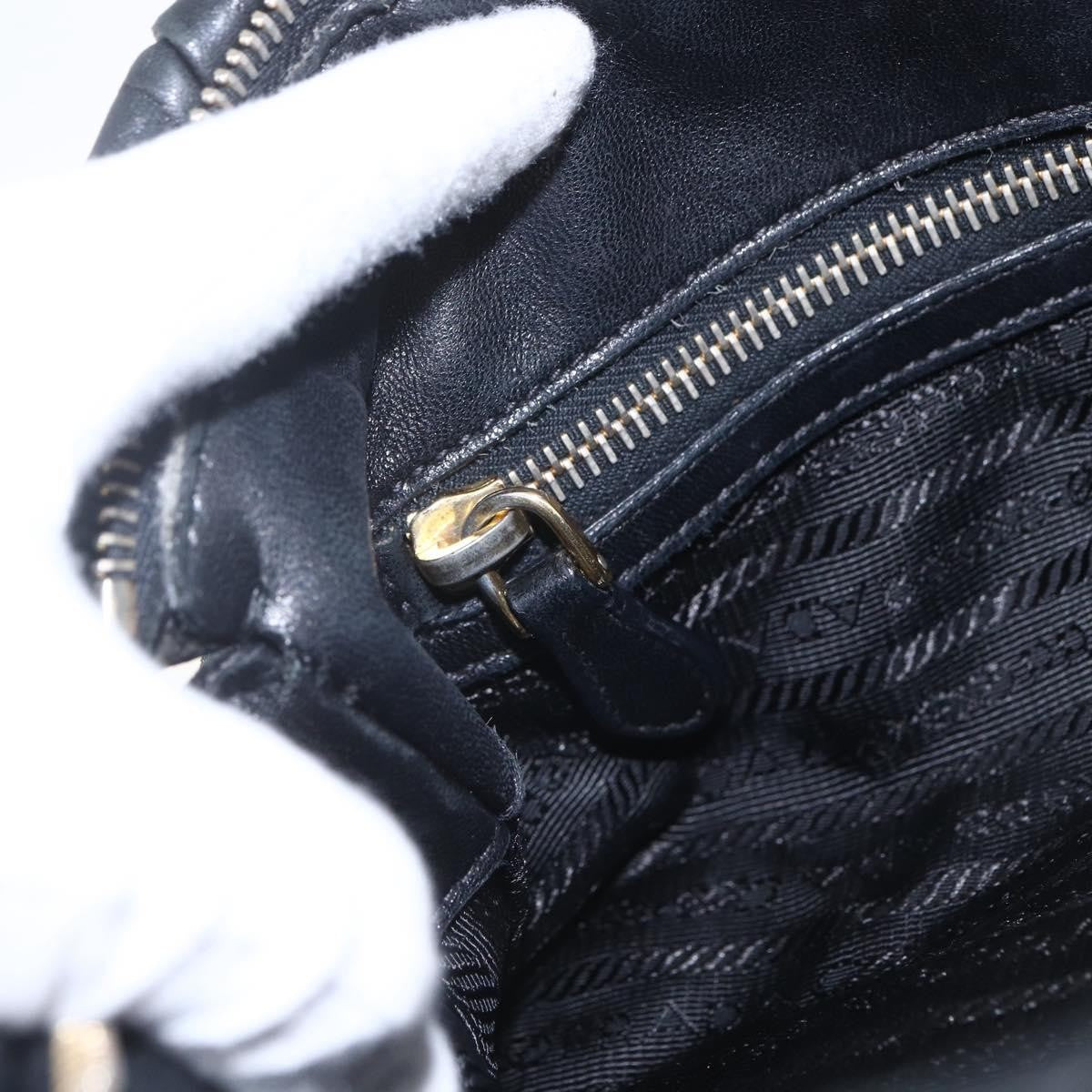 Prada Gaufre Convertible Satchel Nappa Leather, BLACK, LEATHER, Handbag