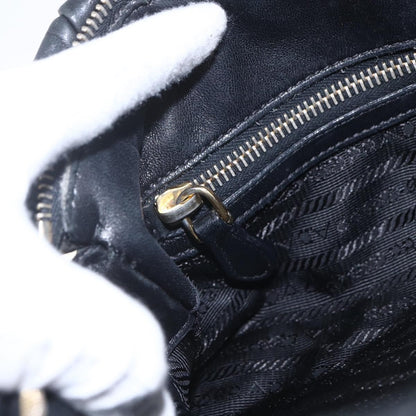 Prada Gaufre Convertible Satchel Nappa Leather, BLACK, LEATHER, Handbag