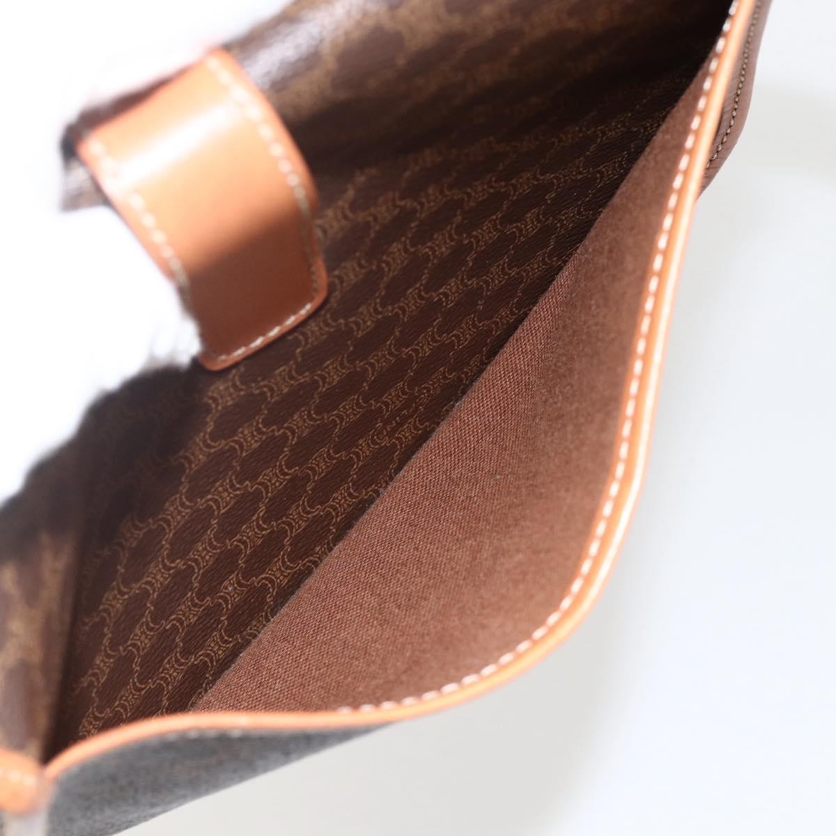 Celine Vintage Macadam Shoulder Bag Canvas and Leather, Brown, PVC, Shoulder Bag