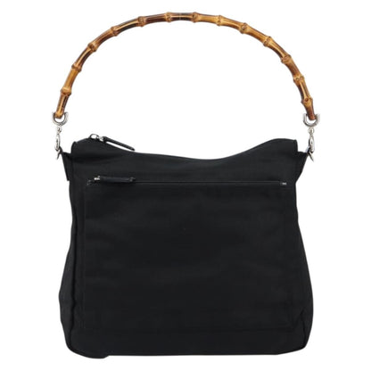 Gucci Vintage Bamboo Handle Bag Nylon, Black, Nylon, Handbag