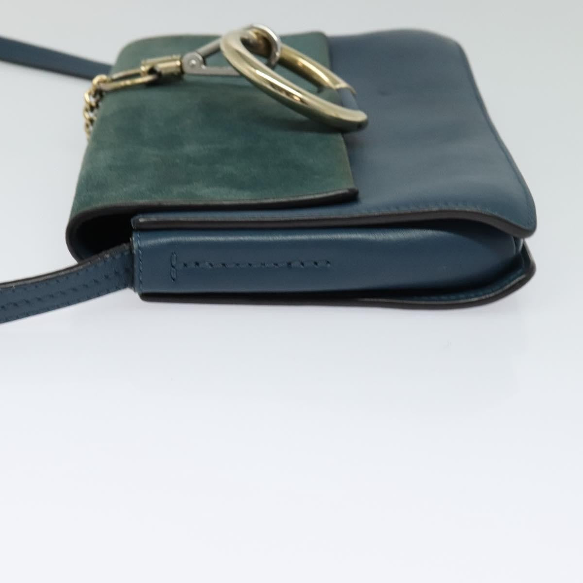 Chloe Faye Crossbody Leather and Suede, Blue, Suede, Handbag