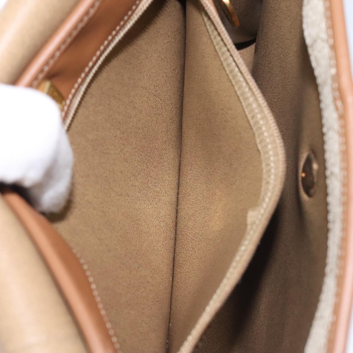 Christian Dior Vintage Honeycomb Flap Crossbody Bag Coated Canvas, BEIGE, CANVAS, Crossbody bag