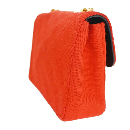 Chanel Vintage Clutch Pleated Leather, RED, CANVAS, Shoulder bag