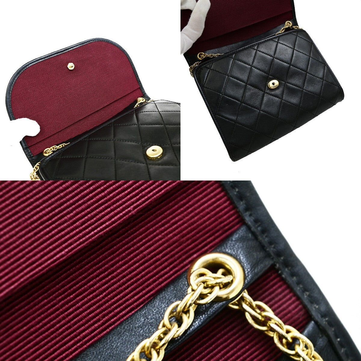 Chanel Vintage Round Flap Bag Quilted Lambskin, BLACK, LEATHER, Handbag