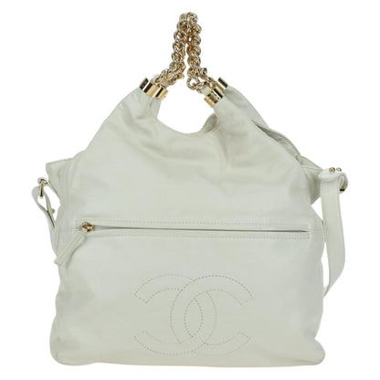 Chanel Rodeo Drive Hobo Leather, WHITE, LEATHER, Handbag