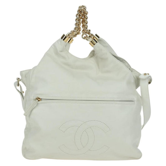 Chanel Rodeo Drive Hobo Leather, WHITE, LEATHER, Handbag