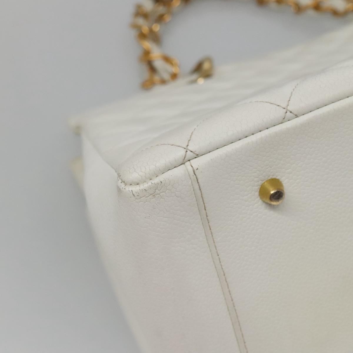 Chanel Vintage Grand Shopping Tote Quilted Caviar, WHITE, LEATHER, Tote bag
