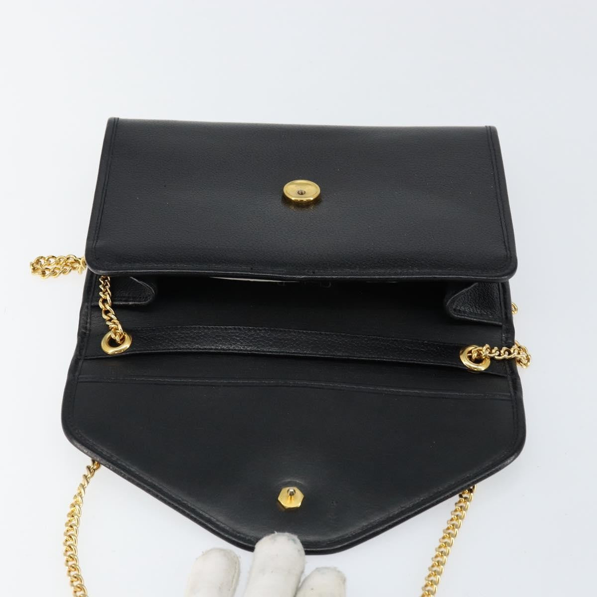 Christian Dior Vintage Chain Flap Shoulder Bag Leather, BLACK, LEATHER, Shoulder bag