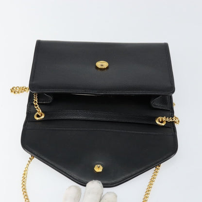 Christian Dior Vintage Chain Flap Shoulder Bag Leather, BLACK, LEATHER, Shoulder bag