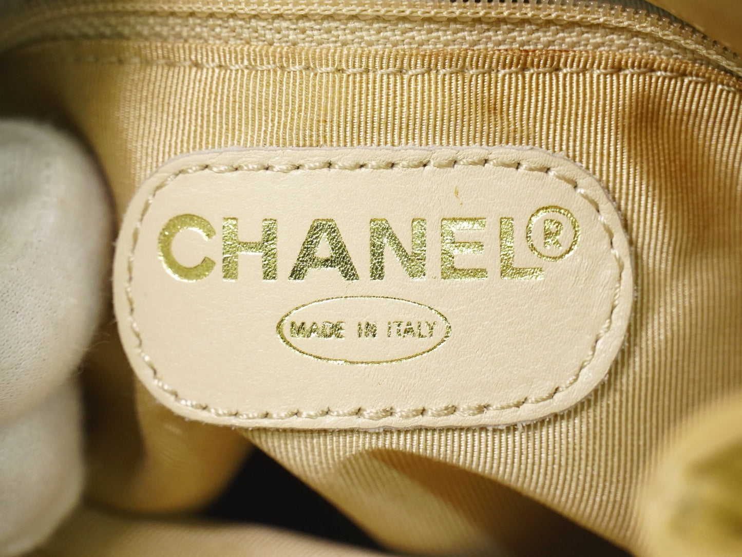 Chanel Vintage CC Tassel Shoulder Bag Lambskin, BEIGE, LEATHER, Shoulder bag