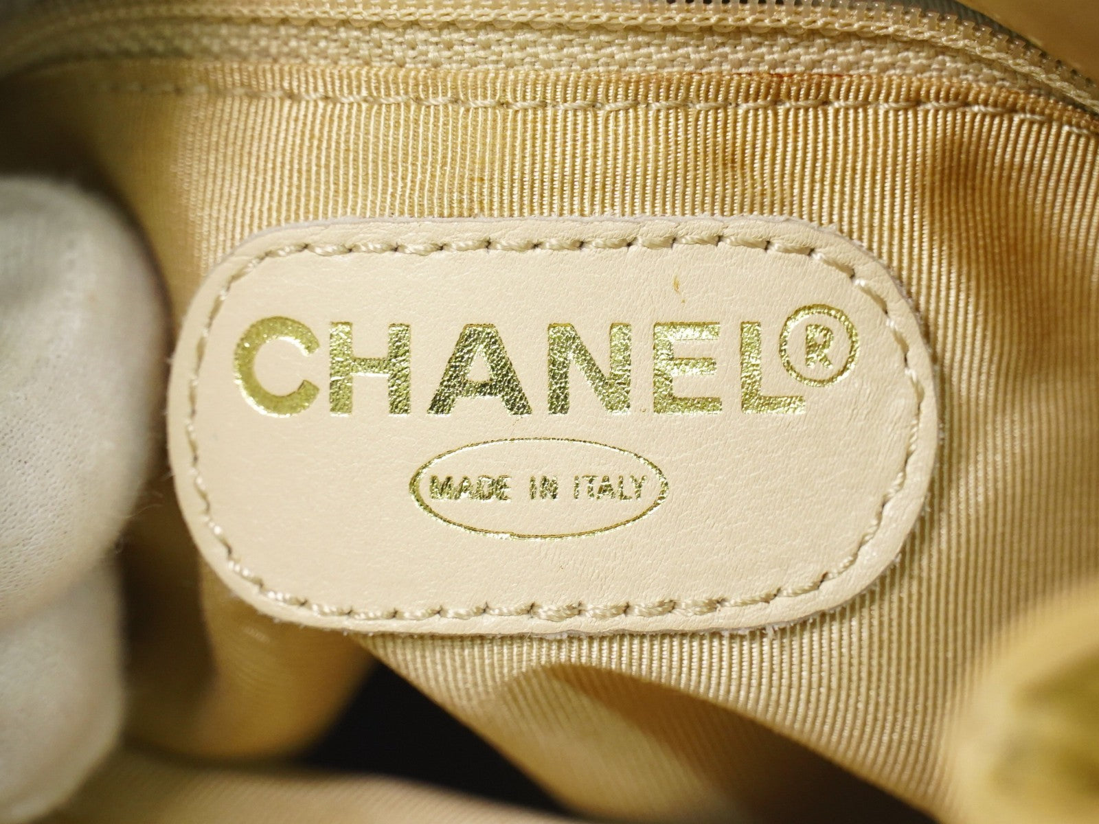 Chanel Vintage CC Tassel Shoulder Bag Lambskin, BEIGE, LEATHER, Shoulder bag