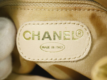 Chanel Vintage CC Tassel Shoulder Bag Lambskin, BEIGE, LEATHER, Shoulder bag
