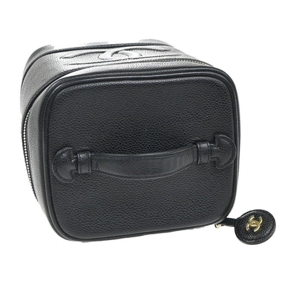 Chanel Vintage Timeless Cosmetic Case Caviar, BLACK, LEATHER, Handbag