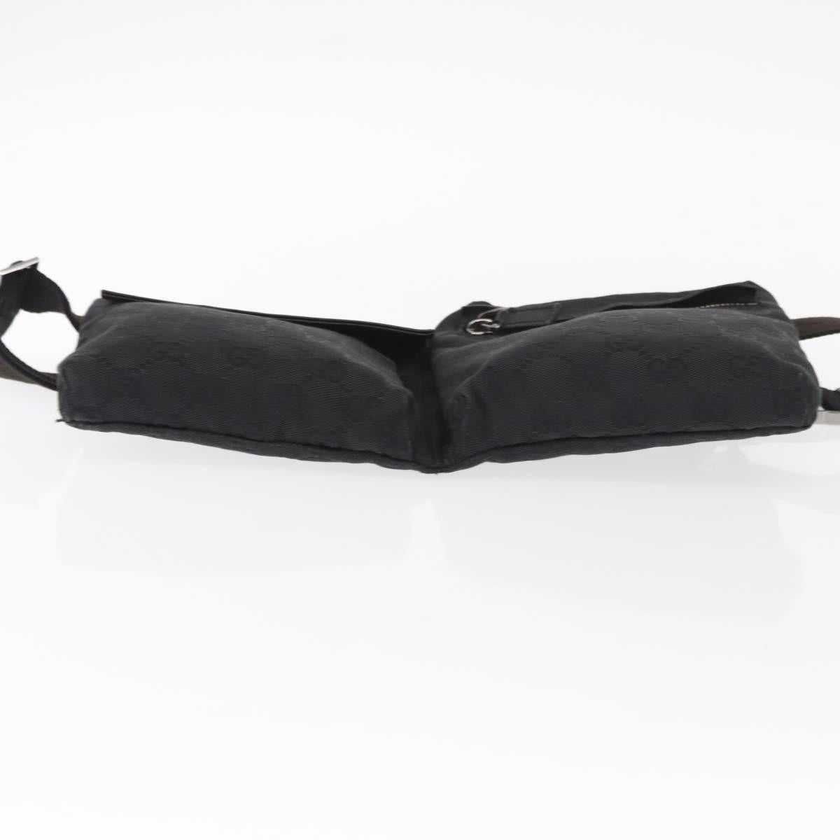 Gucci Vintage Double Belt Bag GG Canvas with Leather, BLACK, CANVAS, Shoulder bag