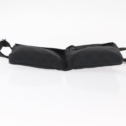 Gucci Vintage Double Belt Bag GG Canvas with Leather, BLACK, CANVAS, Shoulder bag