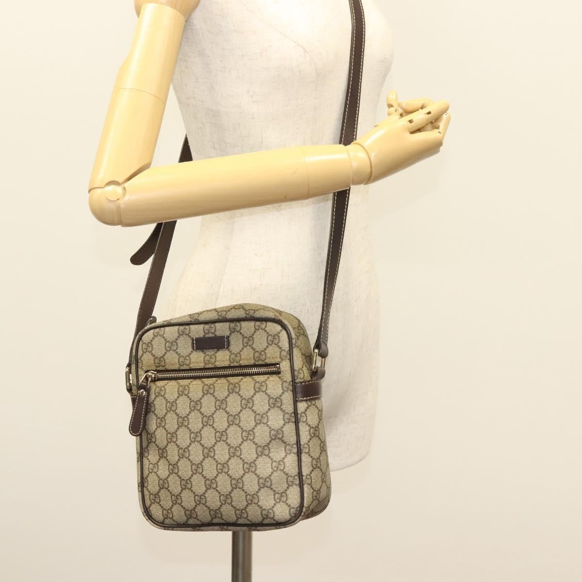 Gucci Front Zip Messenger GG Coated Canvas, BEIGE, CANVAS, Shoulder bag
