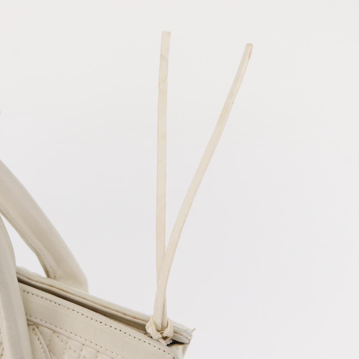 Bally Vintage Handbag Quilted Leather, White, Leather, Handbag