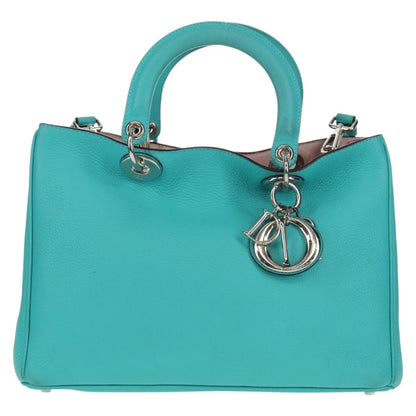 Christian Dior Diorissimo Tote Pebbled Leather, TURQUOISE, LEATHER, Tote bag