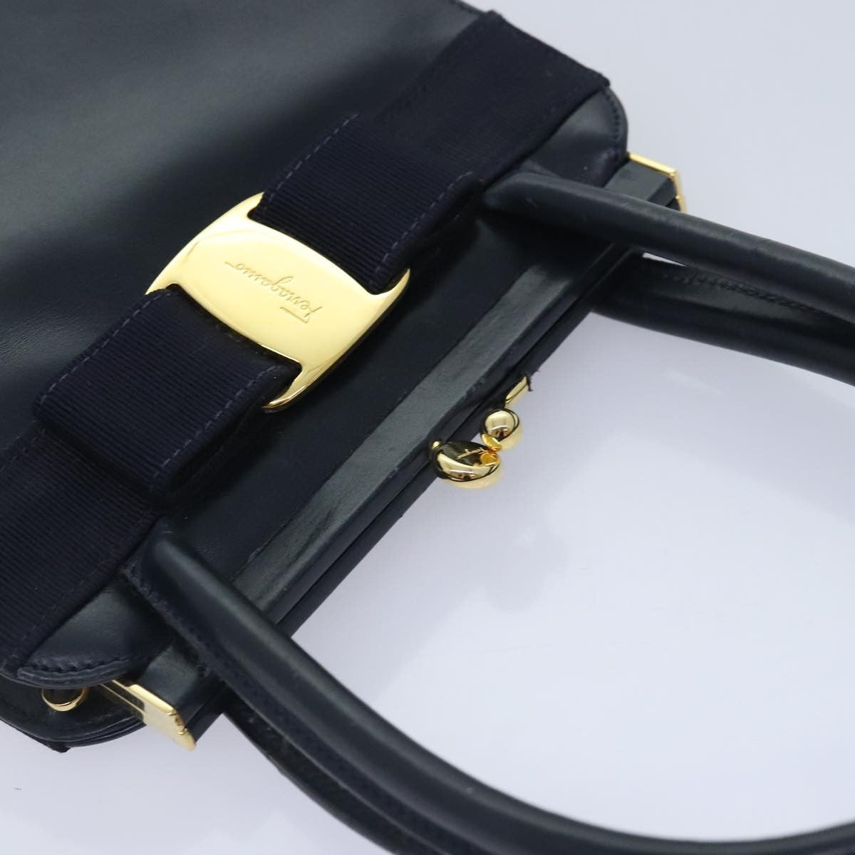 Salvatore Ferragamo Vala Handbag Leather, NAVY, LEATHER, Handbag