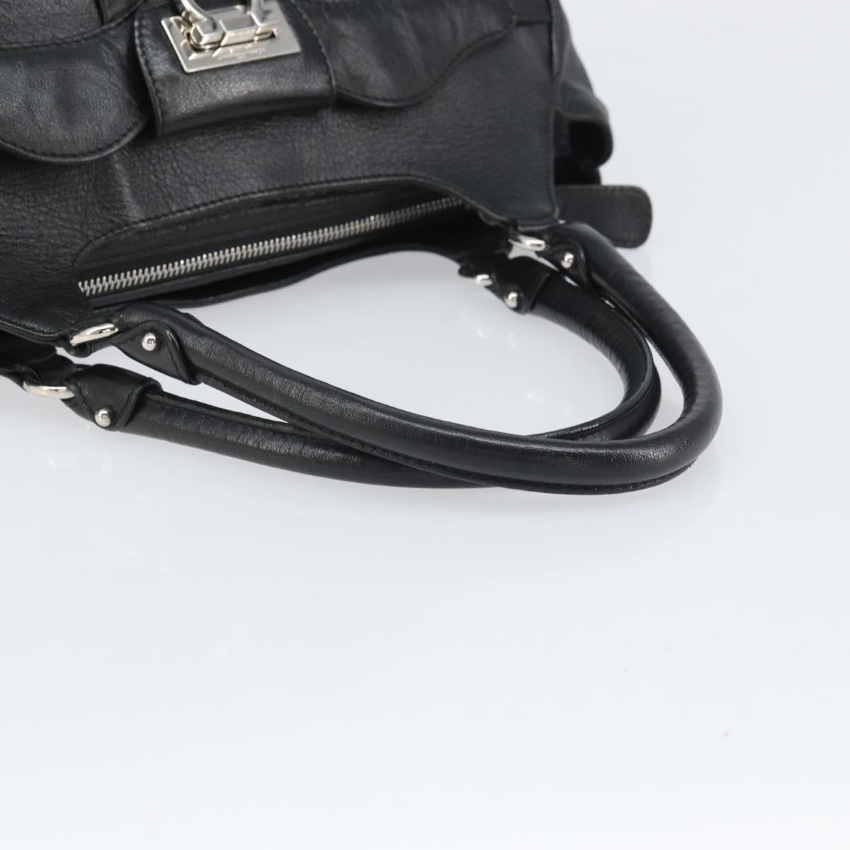 Salvatore Ferragamo Gancini handbag Leather, Black, Leather, Handbag