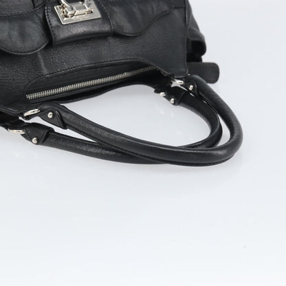 Salvatore Ferragamo Gancini handbag Leather, Black, Leather, Handbag