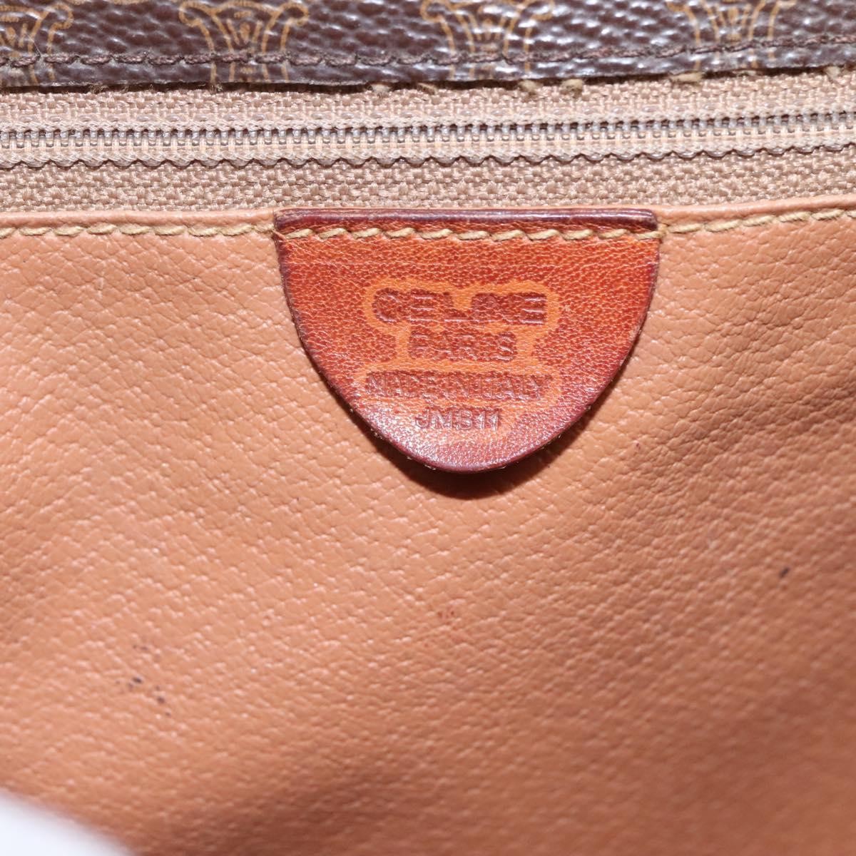 Celine Vintage Macadam Circle Logo Shoulder Bag Canvas and Leather, Brown, Canvas, Shoulder Bag