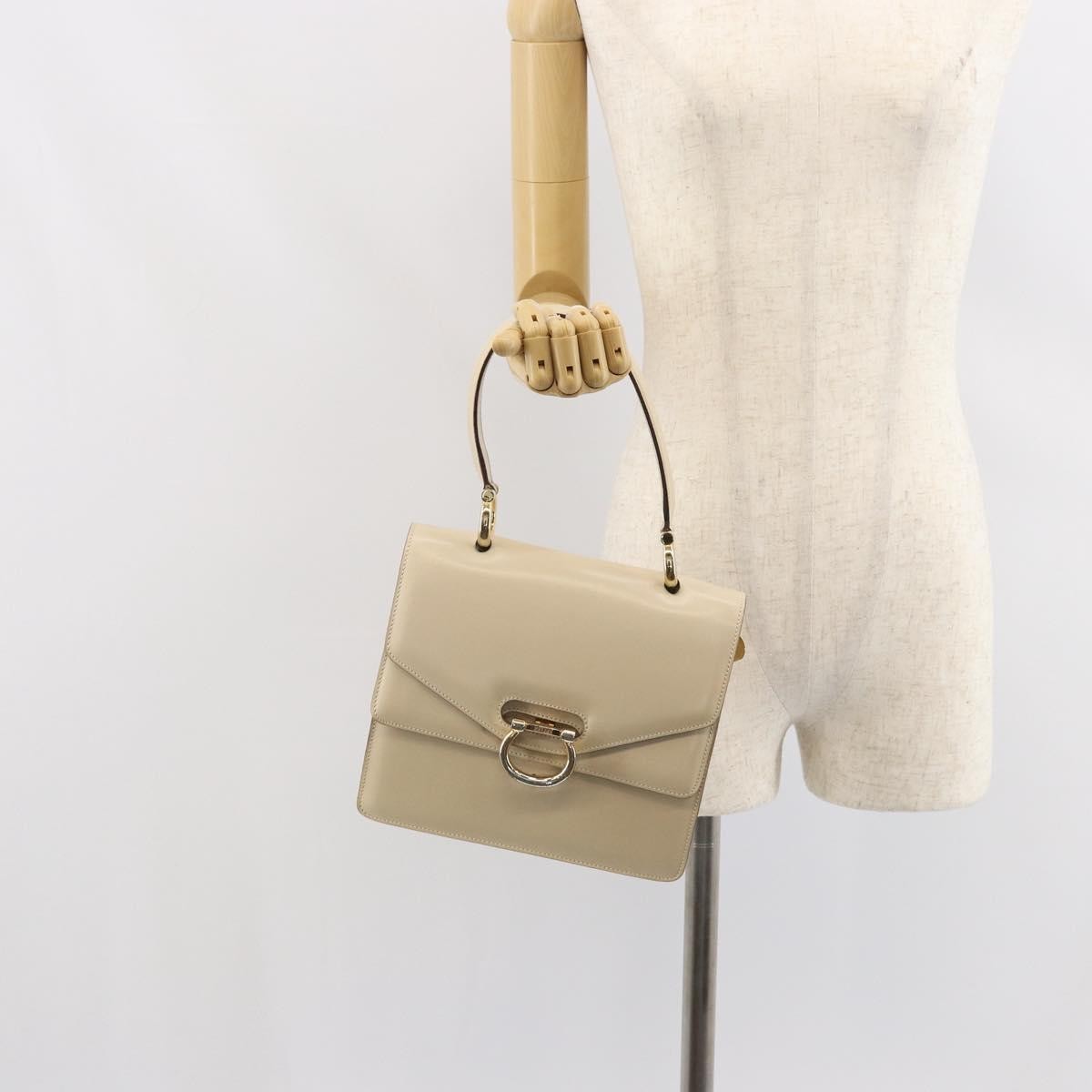 Celine Vintage Top Handle Bag Glazed Leather, ECRU, LEATHER, Handbag